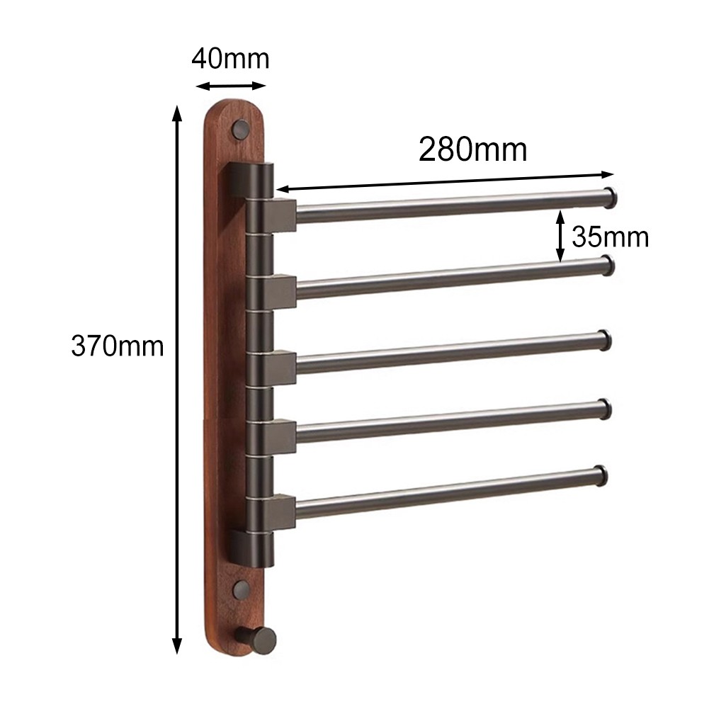 Sleek Wooden Wall soldes Mount Towel Rack with Rotating Arms for Easy Access to Towels