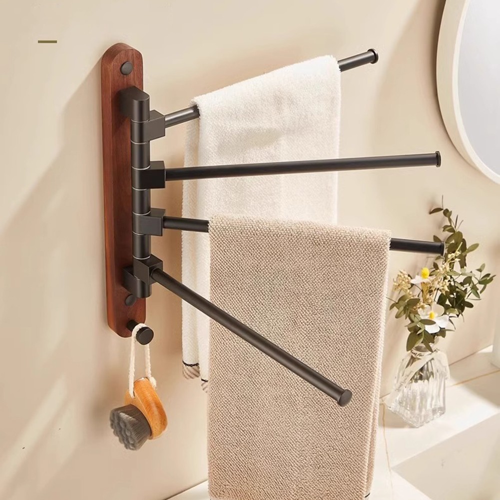 Sleek Wooden tendance Wall Mount Towel Rack with Rotating Arms for Easy Access to Towels