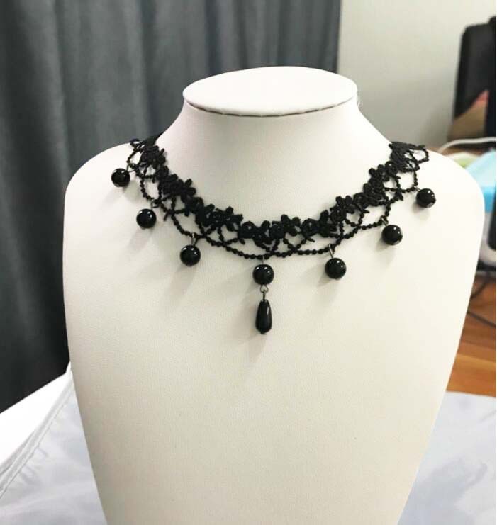 Intricate Black Lace Necklace Lightweight Chain for Casual and Formal Wear - Picture 18 of 19