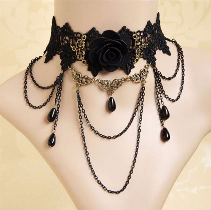 Intricate Black Lace Necklace Lightweight Chain for Casual and Formal Wear - Picture 17 of 19