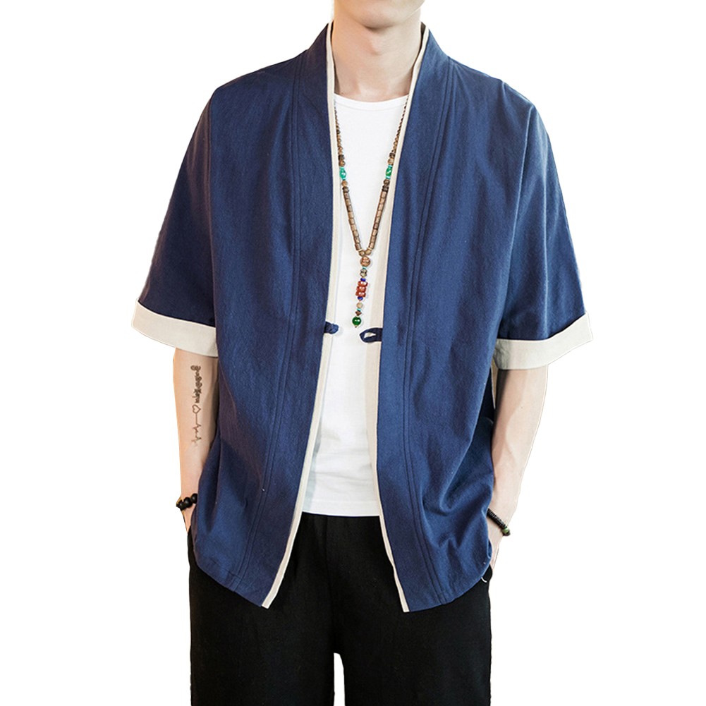 Causal Look Men's Light Windbreaker Top with Short Sleeves and Neckline - Picture 13 of 24