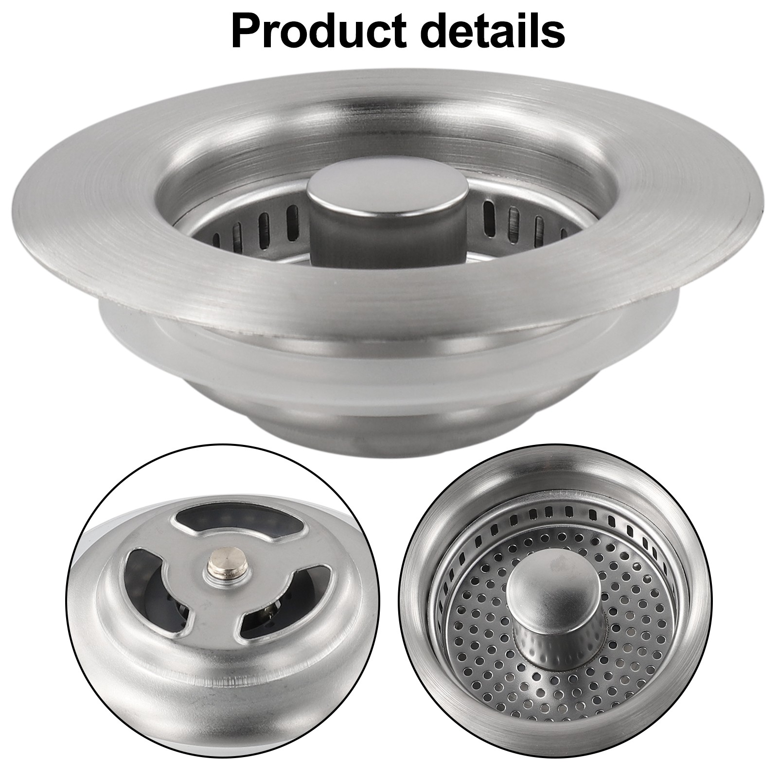 3-in-1 Abflusssieb & Stopfen Aus Edelstahl – Für US-Spülen (8,9 Cm Loch), Pop-up, Geruchshemmend