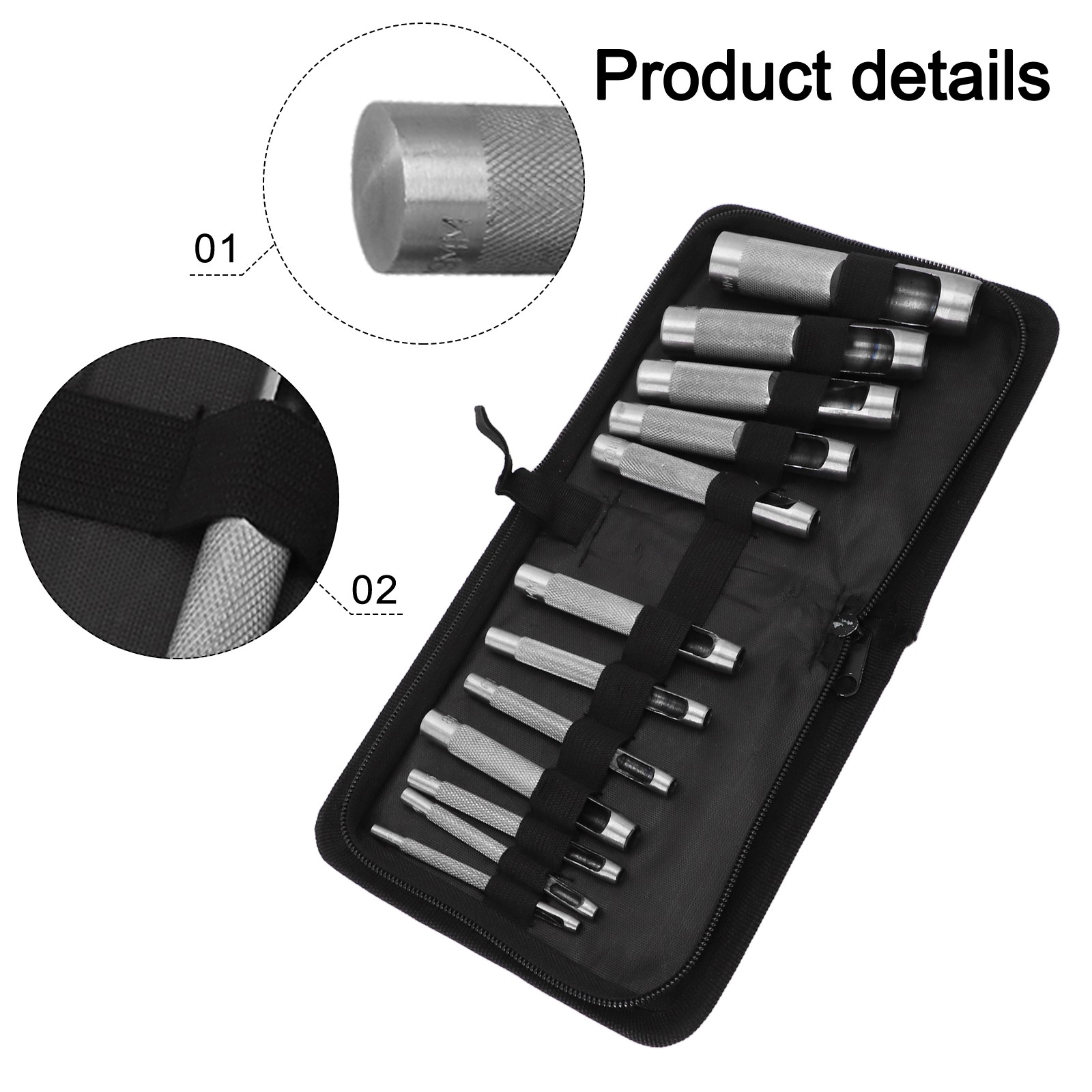 Professional Quality 12PCS Leather Hollow Punch Set for Precision Cutting - Produktbild 1