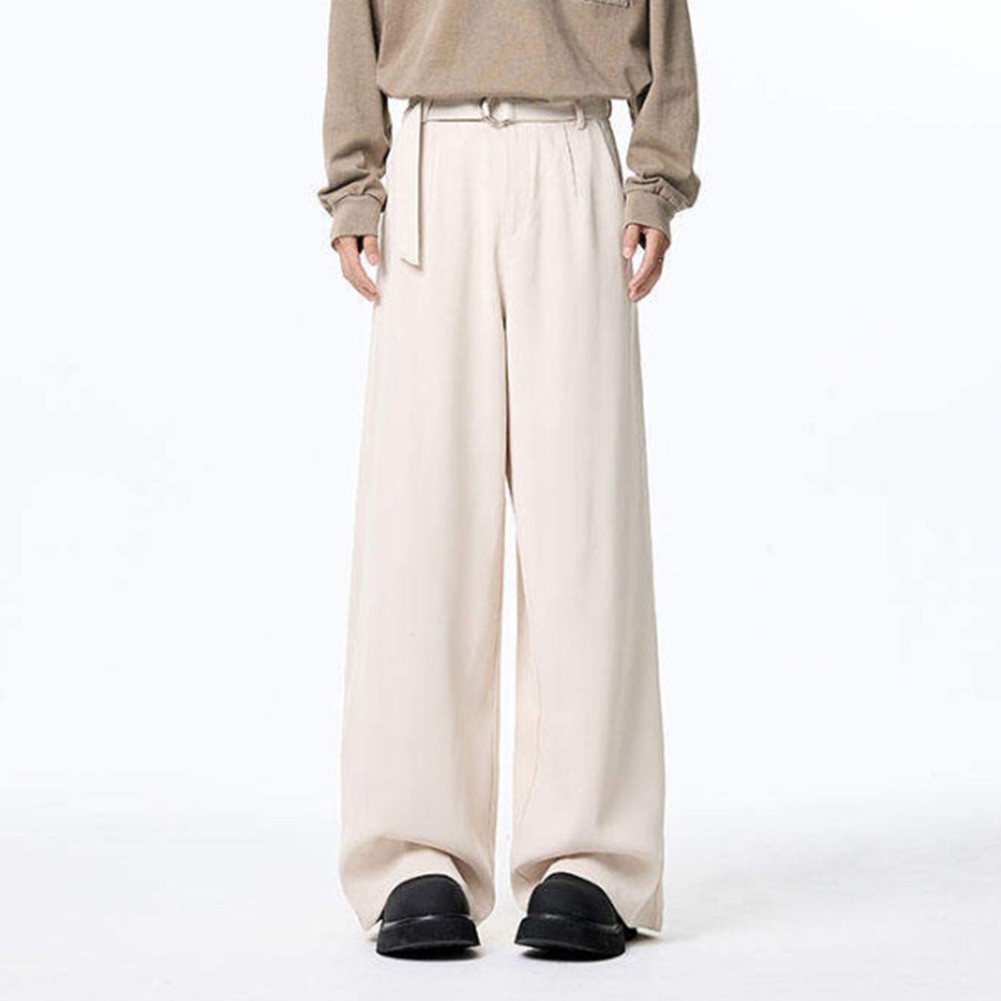Mens Draped Loose Wide Leg Suit Pants for Casual Spring and Summer Wear