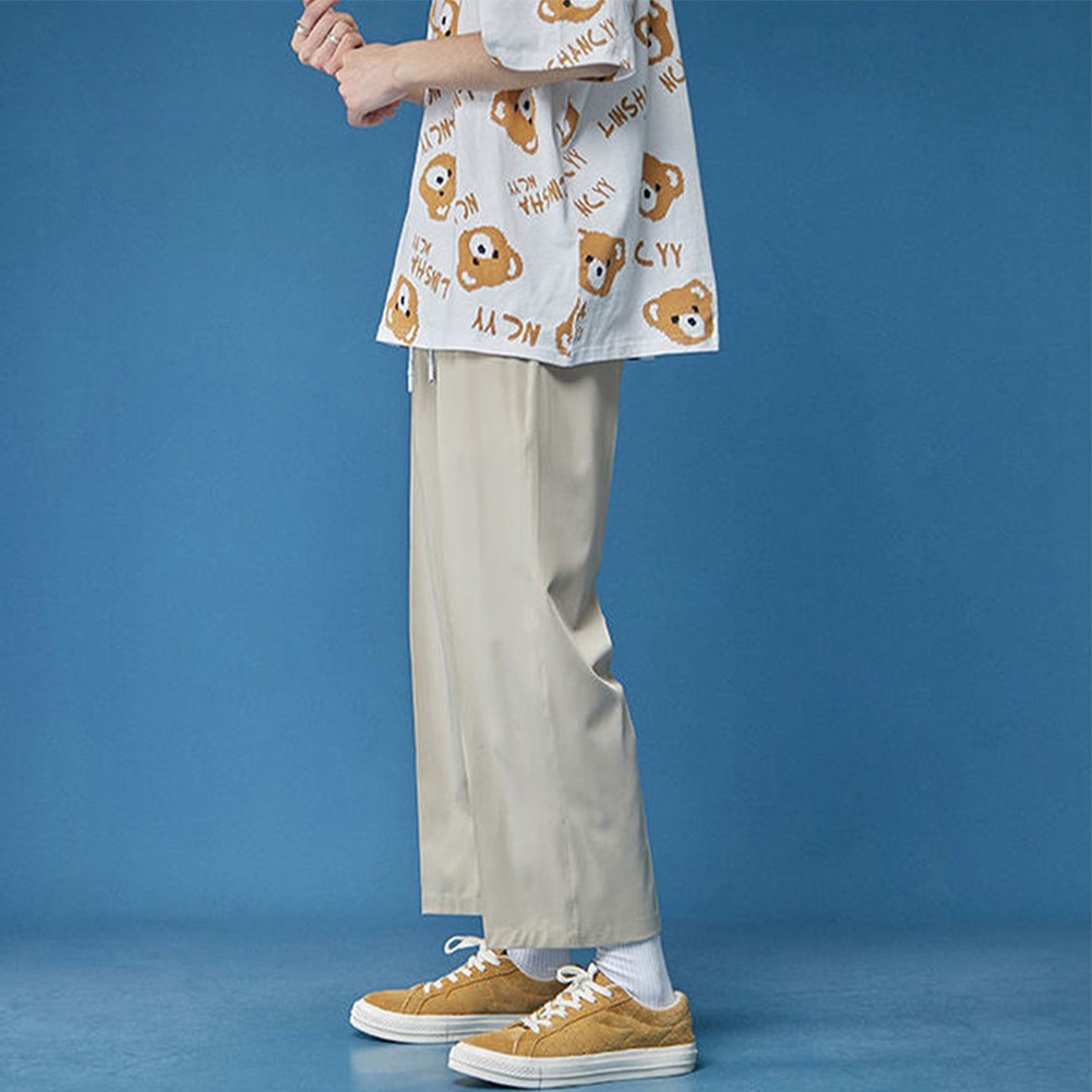 Korean Loose Fit Men's Business Trousers in Solid Colors for All Seasons - Picture 15 of 36