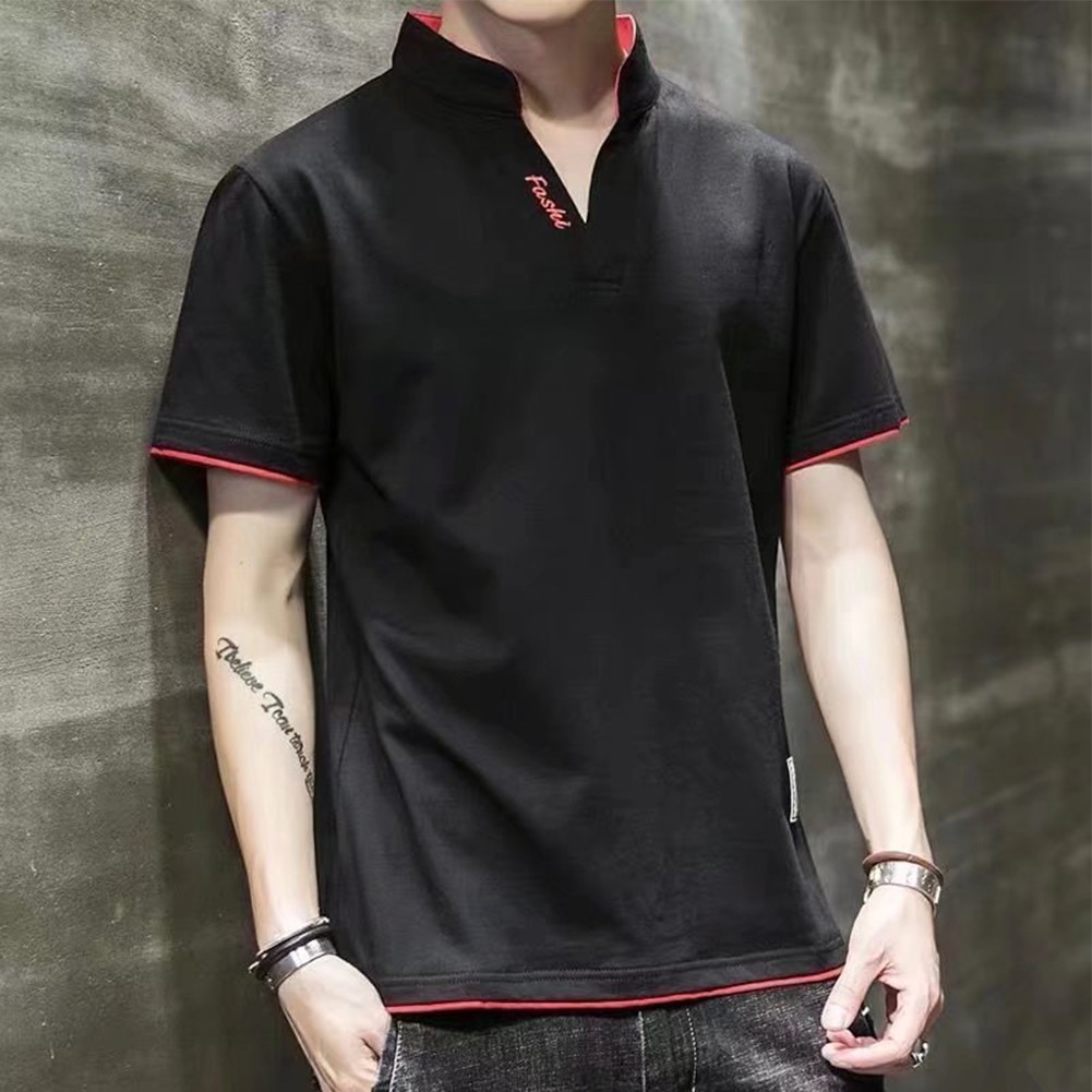Men's All Match Solid Color Casual Top Short Sleeve V Neck Sizes M 2XL - Picture 20 of 24