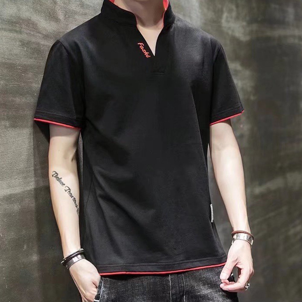 Men's All Match Solid Color Casual Top Short Sleeve V Neck Sizes M 2XL - Picture 17 of 24