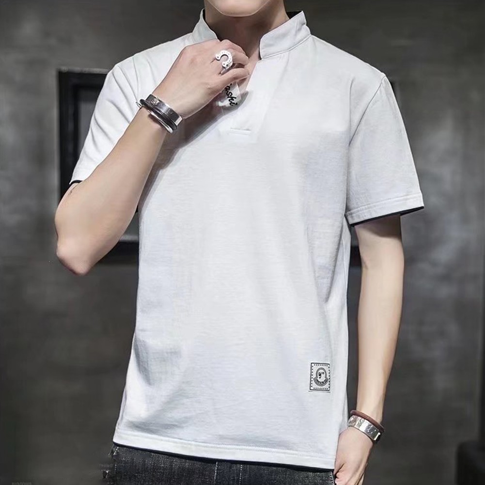 Men's All Match Solid Color Casual Top Short Sleeve V Neck Sizes M 2XL - Picture 12 of 24