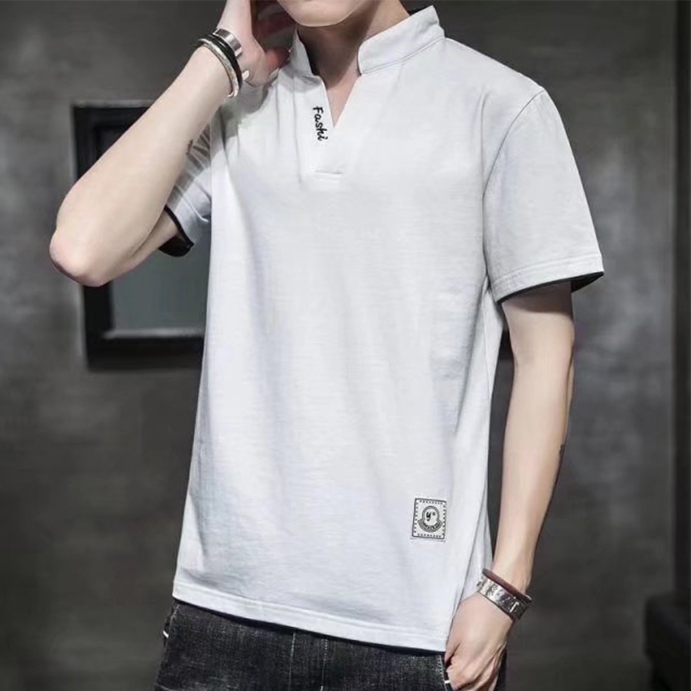 Men's All Match Solid Color Casual Top Short Sleeve V Neck Sizes M 2XL - Picture 14 of 24