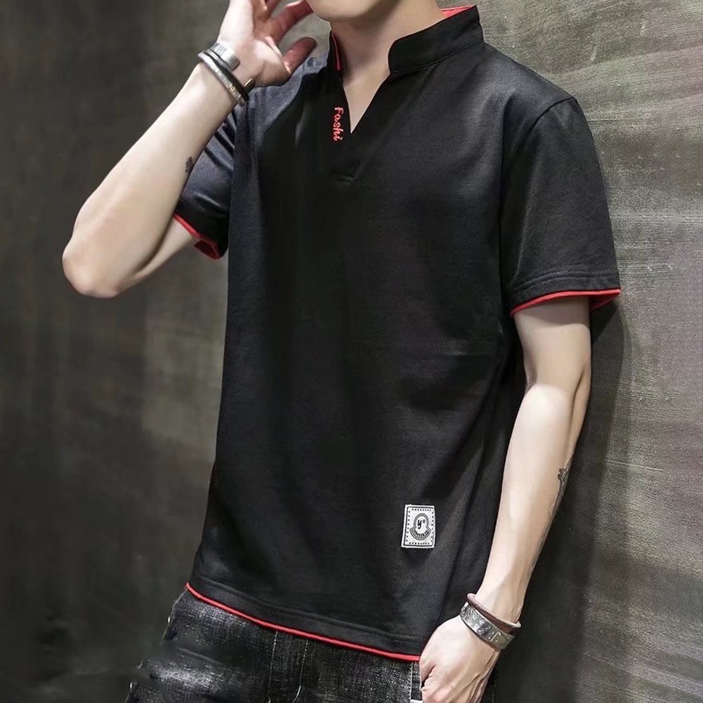 Men's All Match Solid Color Casual Top Short Sleeve V Neck Sizes M 2XL - Picture 19 of 24