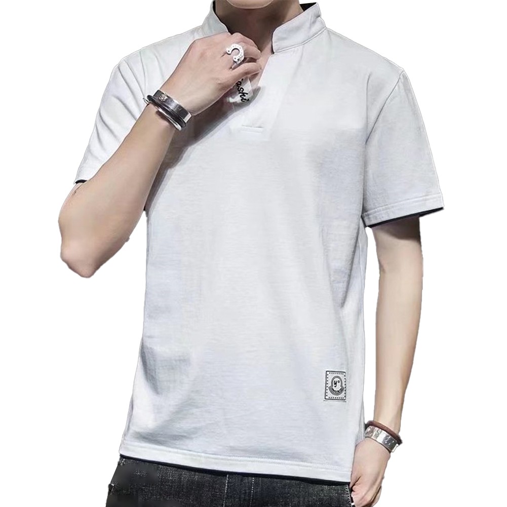 Men's All Match Solid Color Casual Top Short Sleeve V Neck Sizes M 2XL - Picture 13 of 24