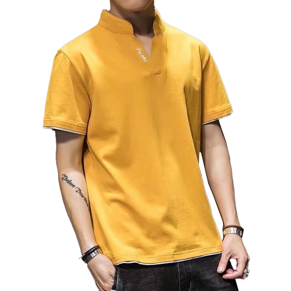 Men's All Match Solid Color Casual Top Short Sleeve V Neck Sizes M 2XL - Picture 22 of 24