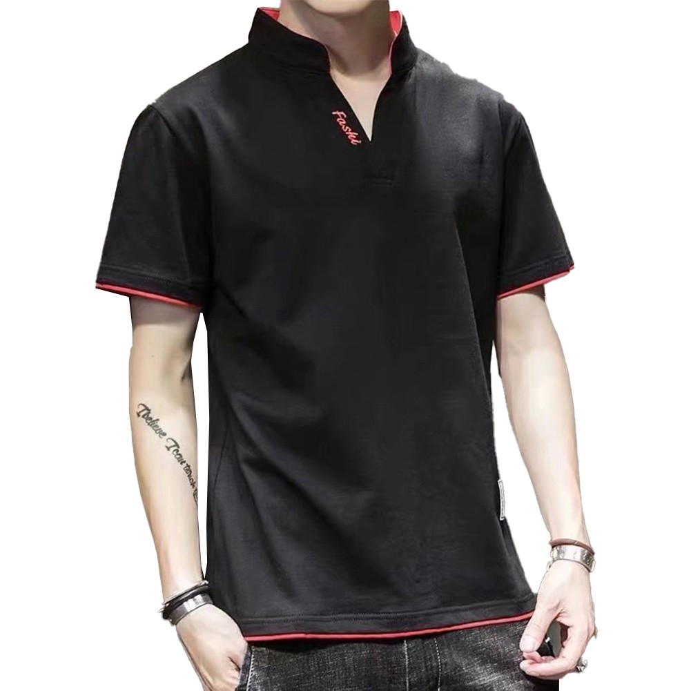 Men's All Match Solid Color Casual Top Short Sleeve V Neck Sizes M 2XL - Picture 18 of 24