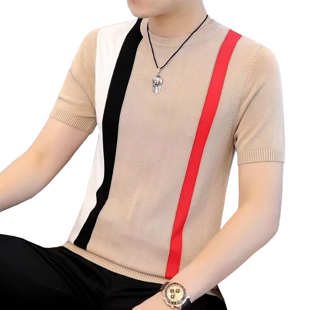 Slim Fit Men's Casual Tee with Eye Catching Stripes and Comfortable Design - Picture 13 of 36