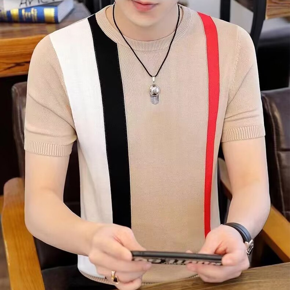 Slim Fit Men's Casual Tee with Eye Catching Stripes and Comfortable Design - Picture 15 of 36