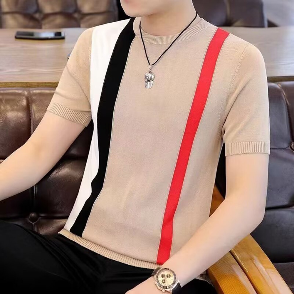 Slim Fit Men's Casual Tee with Eye Catching Stripes and Comfortable Design - Picture 14 of 36
