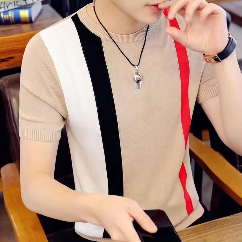 Slim Fit Men's Casual Tee with Eye Catching Stripes and Comfortable Design - Picture 17 of 36