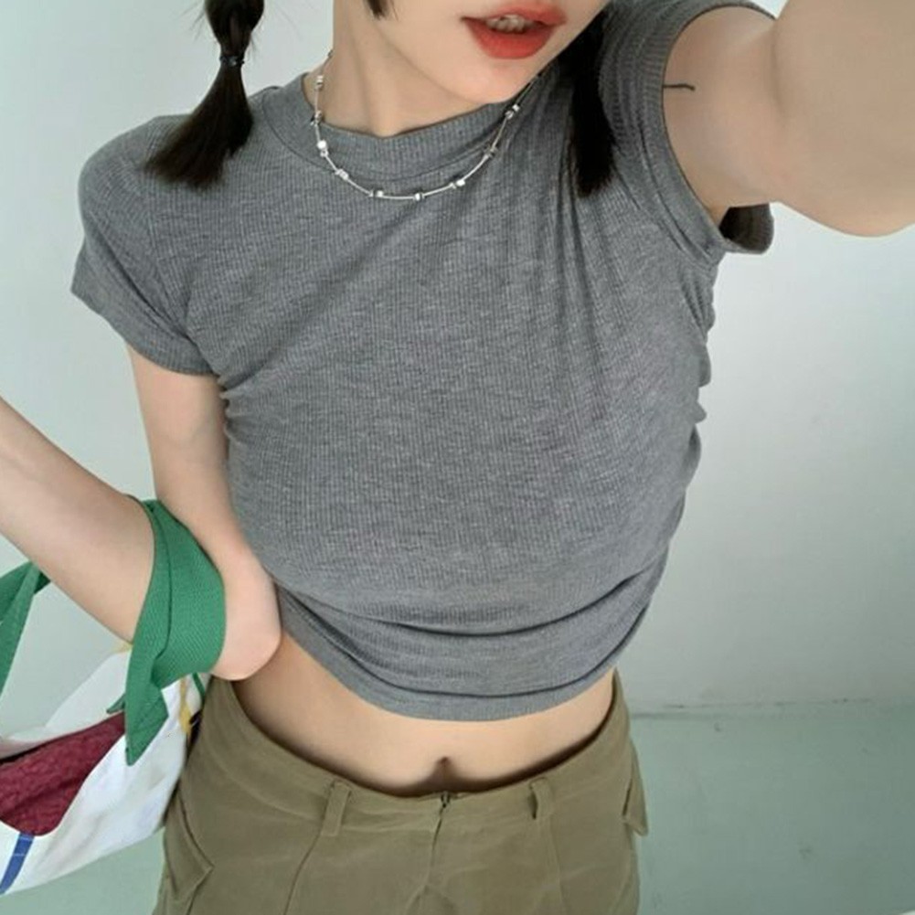 Contemporary Women's Casual T Shirt in High Waist Style with Open Back Design - Picture 20 of 21