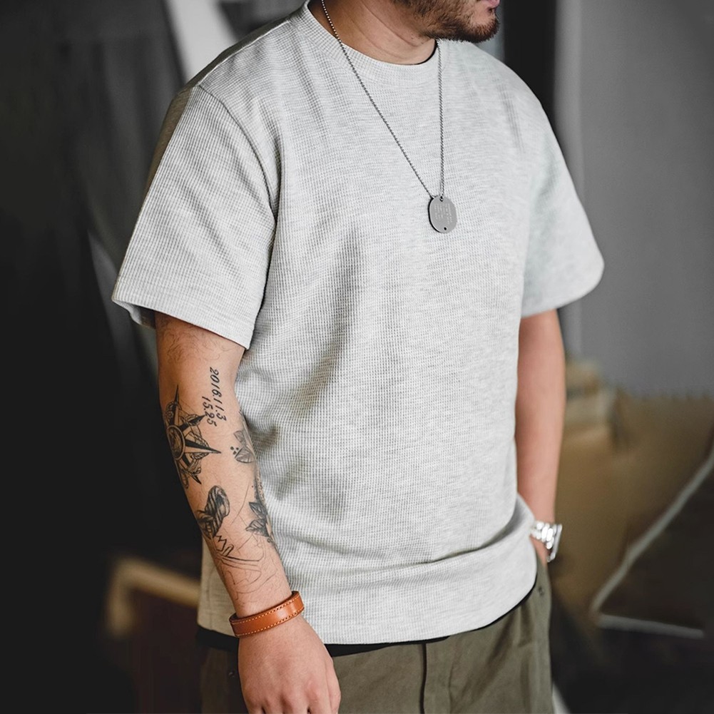 Lightweight Mens Waffle Short Sleeve T Shirt Perfect for Casual Outings - Picture 15 of 18