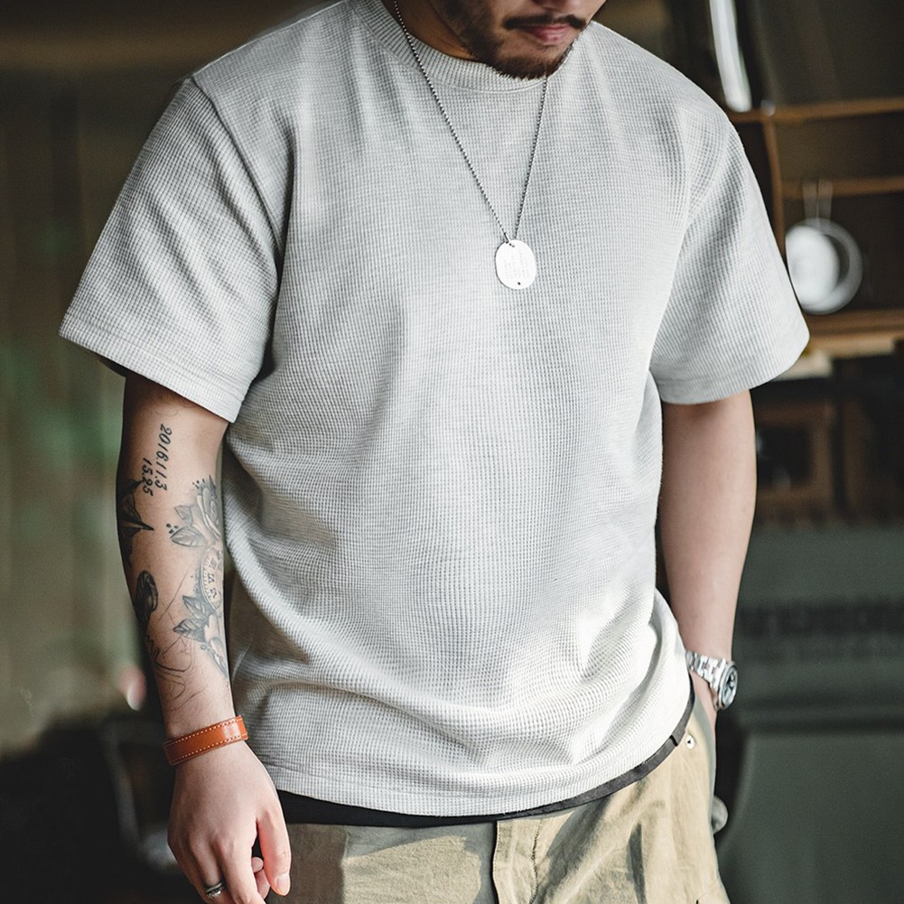 Lightweight Mens Waffle Short Sleeve T Shirt Perfect for Casual Outings - Picture 14 of 18