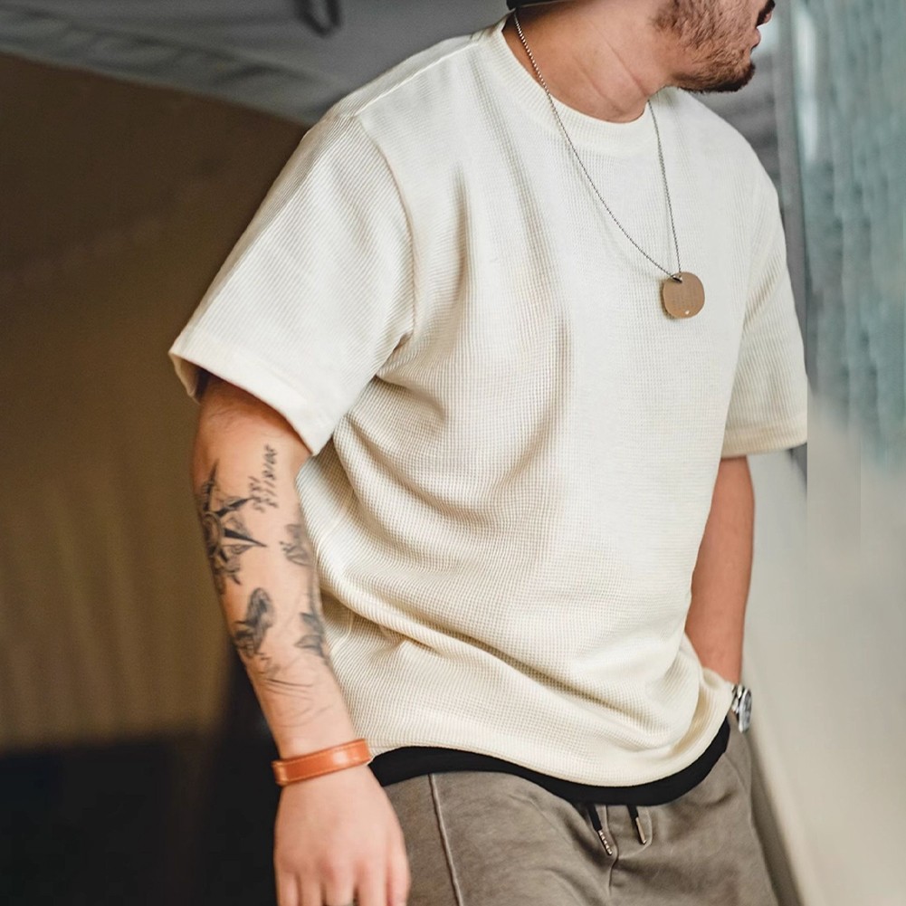 Lightweight Mens Waffle Short Sleeve T Shirt Perfect for Casual Outings - Picture 11 of 18