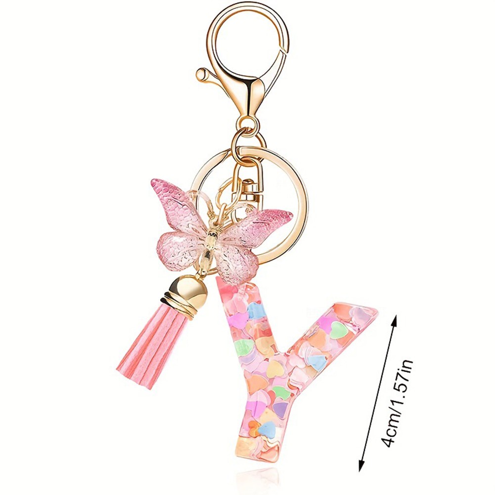 Dazzling Pink Keychain Accessory With Enchanting Butterflies & Glitters - Picture 49 of 50