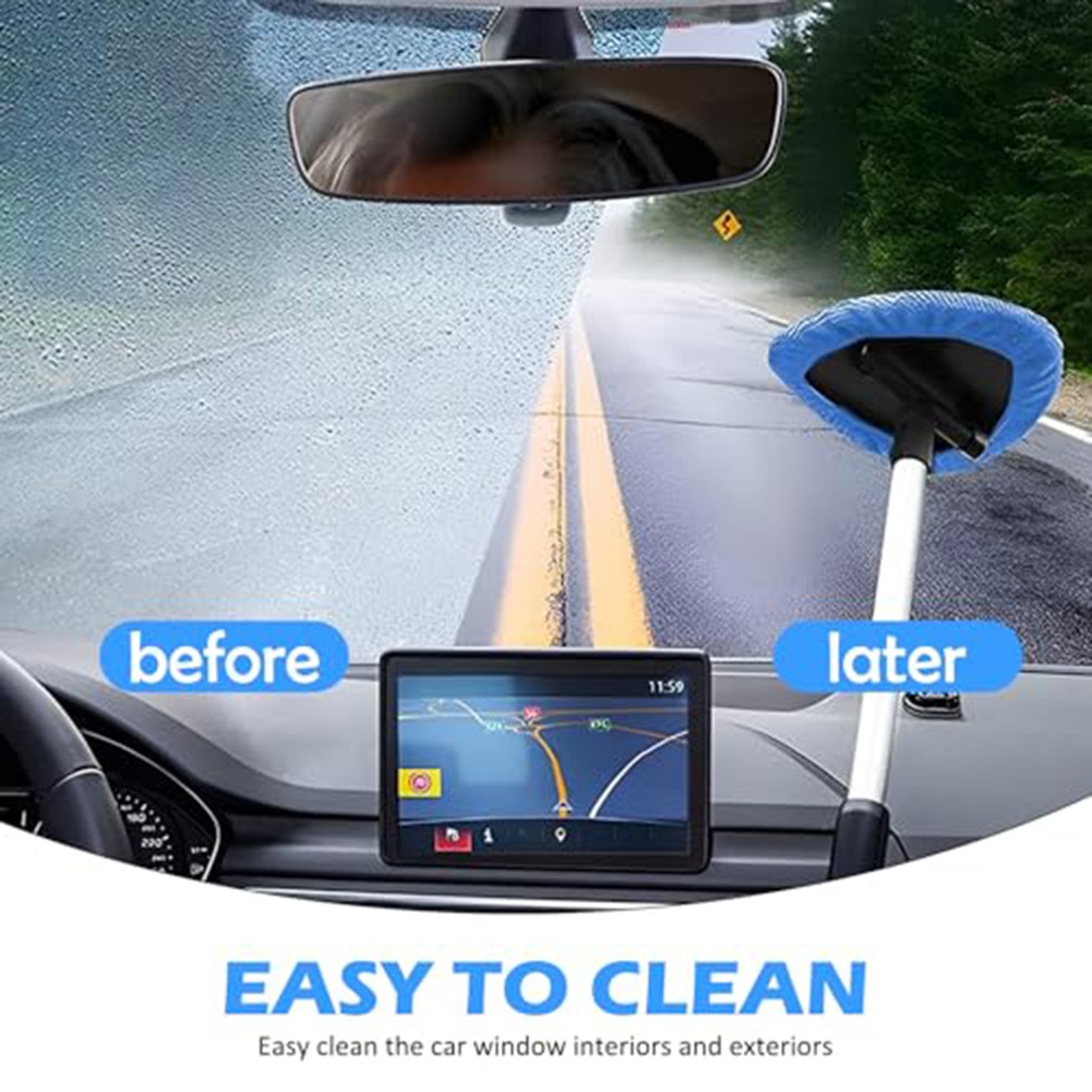 Vehicle Window Cleaning Kit with Extendable Handle and Wipes
