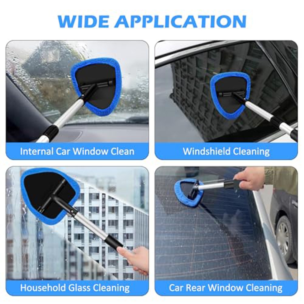 Vehicle Window Cleaning Kit with Extendable Handle and Wipes