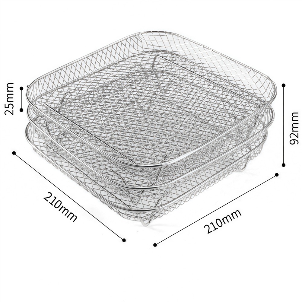 Ensemble de 3 collection couches pour friteuse à air avec paniers en maille d'acier inoxyd