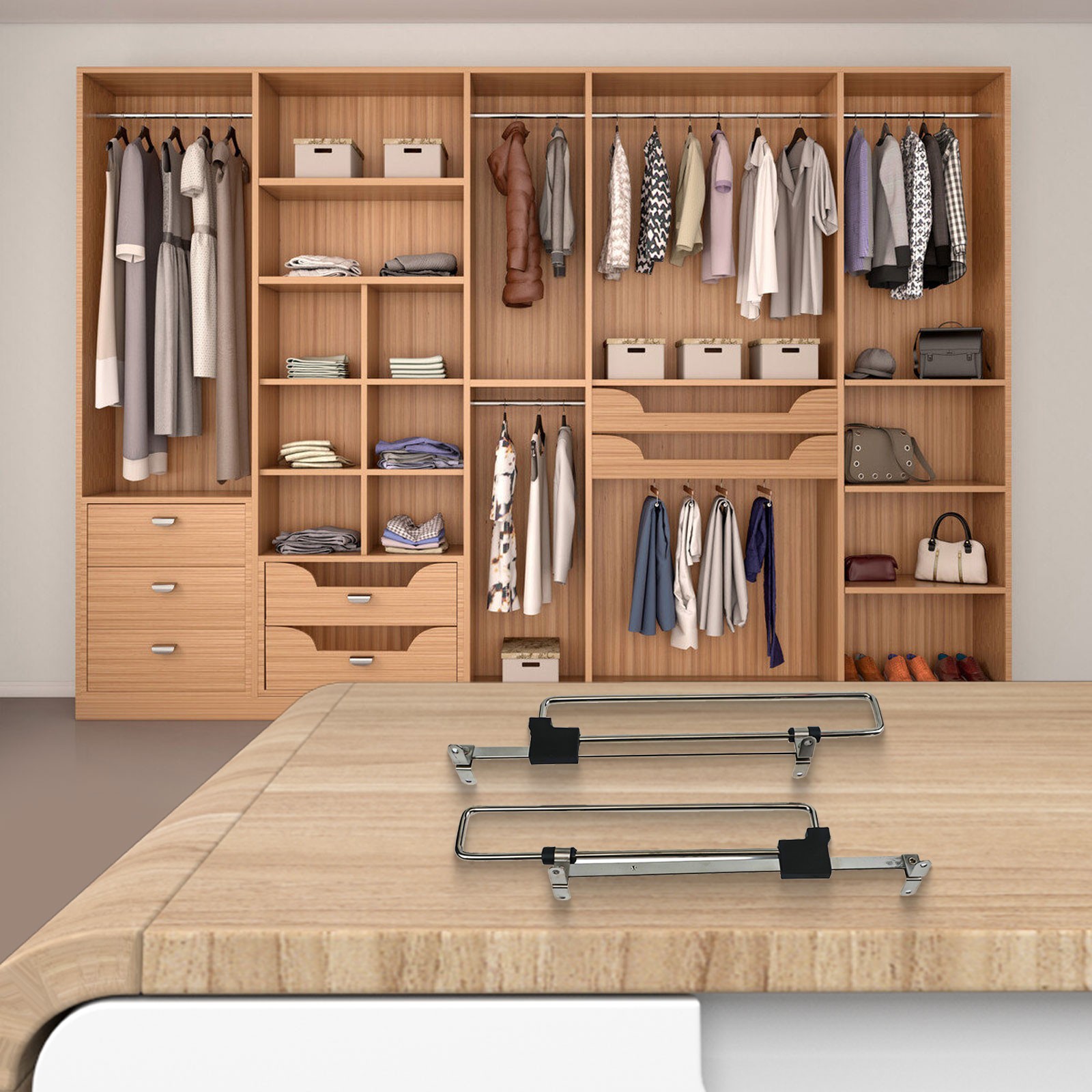 2Pcs Tiges à Vêtements Télescopiques Réglables pour vente en gros Compact pour Placards et