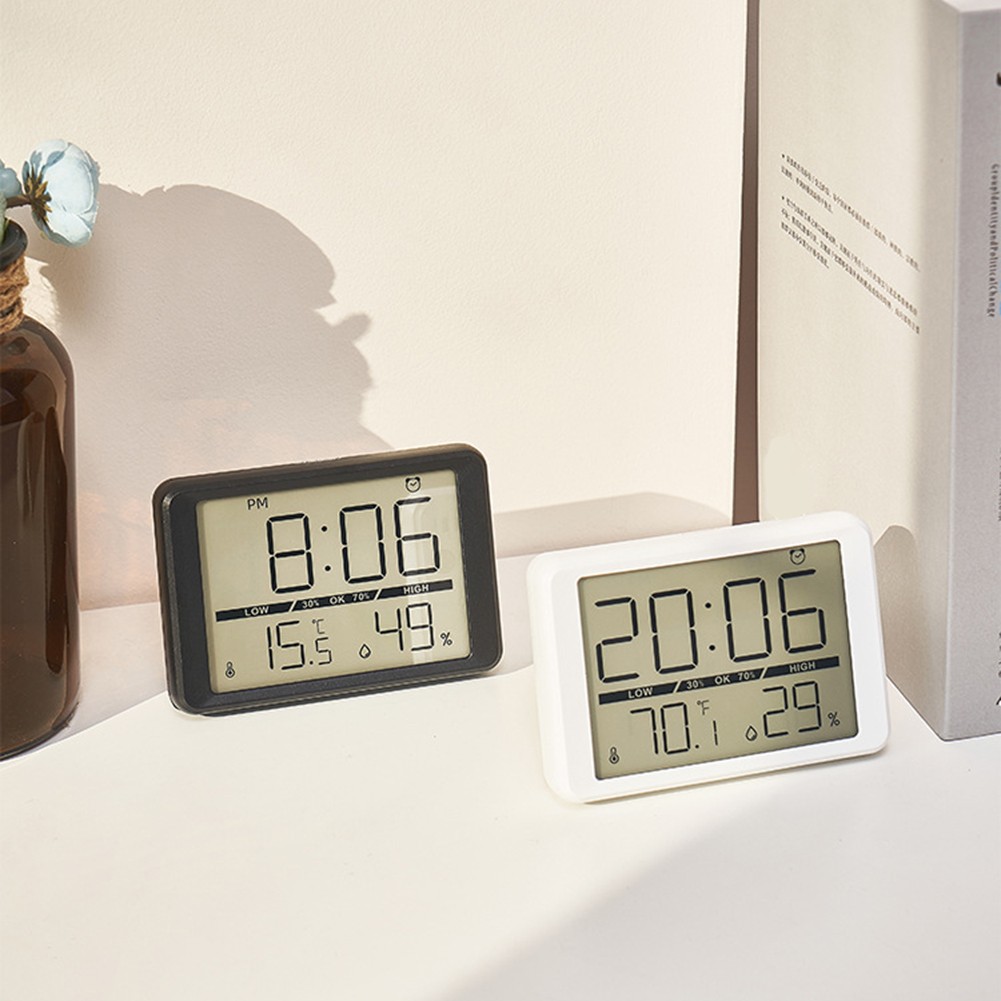 Moderne Innenuhr Mit Magnetbefestigung – Schwarz, Zeigt Datum, Temperatur & Luftfeuchtigkeit, Für Kühlschrank Oder Wand
