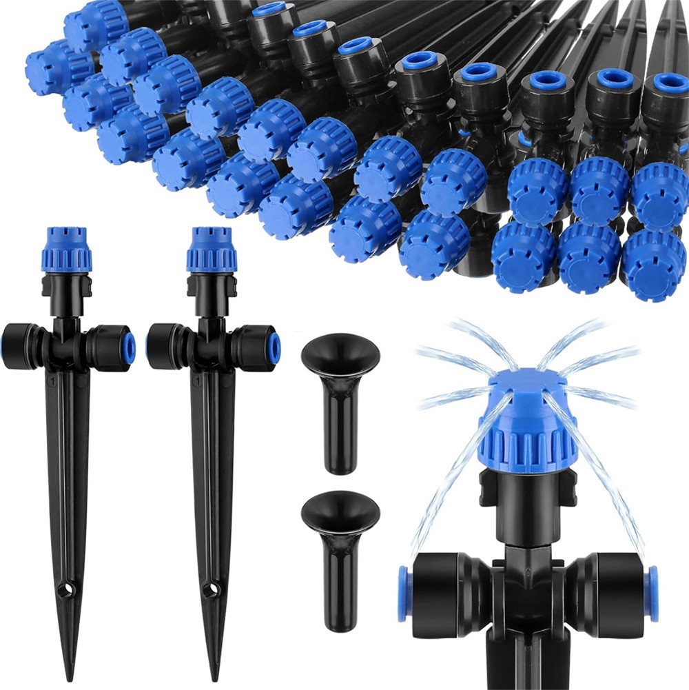 25 Stück Verstellbare Tropfer Für Bewässerung – 360° Drehbar, 8-Loch, Für 6,35 Mm Schläuche, Blau