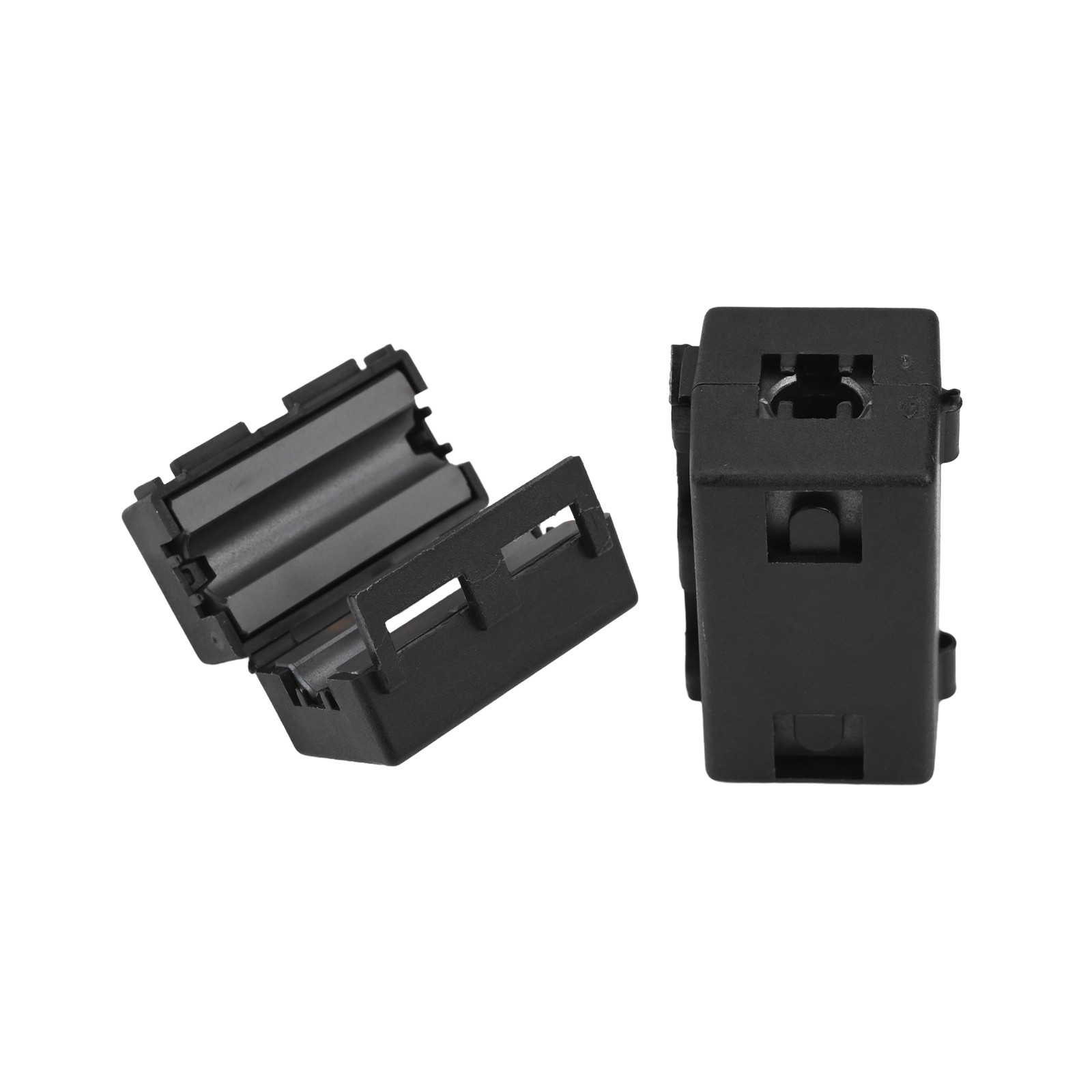 Black ClipOn Ferrite Core for Reducing Electromagnetic Interference in Cables