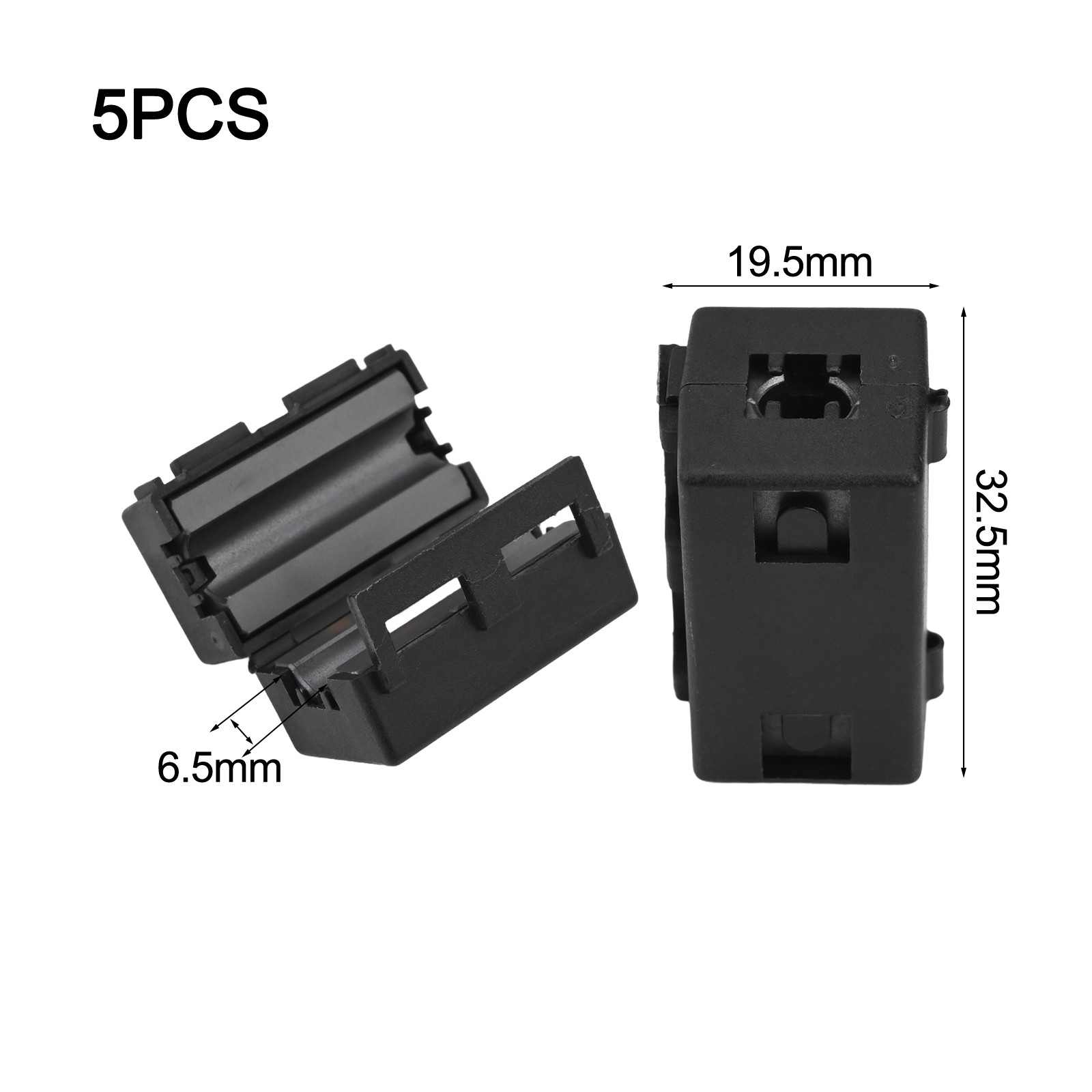 Black ClipOn Ferrite Core for Reducing Electromagnetic Interference in Cables