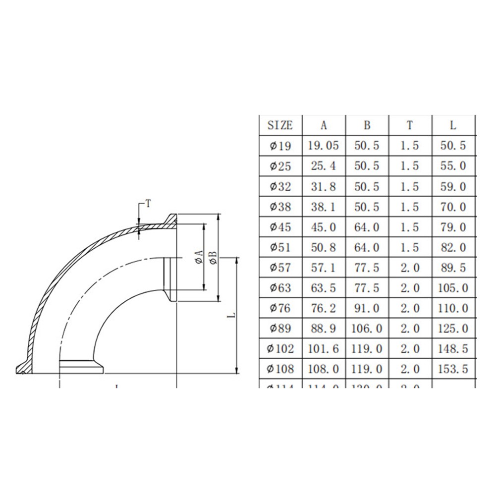 Innovatives Design Sanitär Tri tendance Clamp 90 Grad Bogen für Rohrleitungssysteme