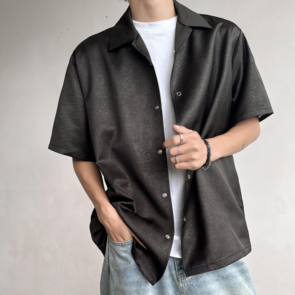T-shirt décontracté pour homme été soie glacée liquidation satin coupe ample manches co
