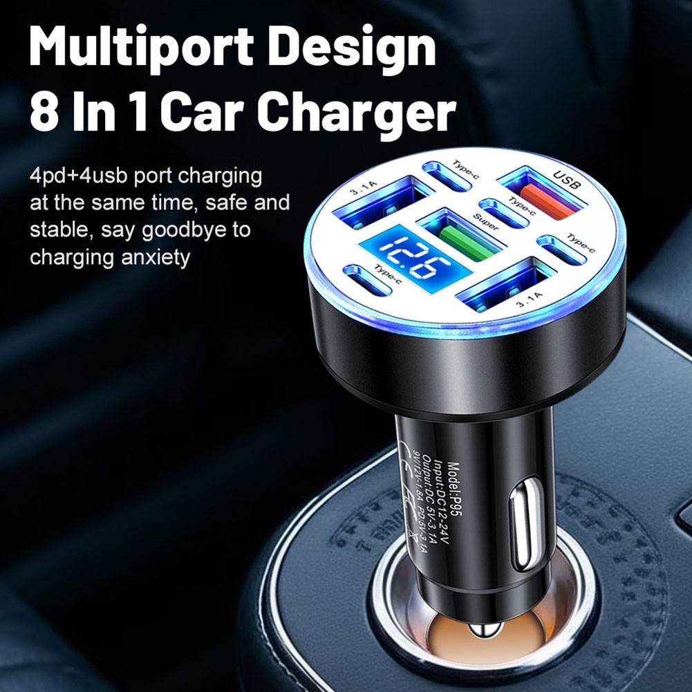 Chargeur Voiture 40W avec Affichage Num��rique de Tension et 8 Ports pour Charge - Photo 18 sur 29
