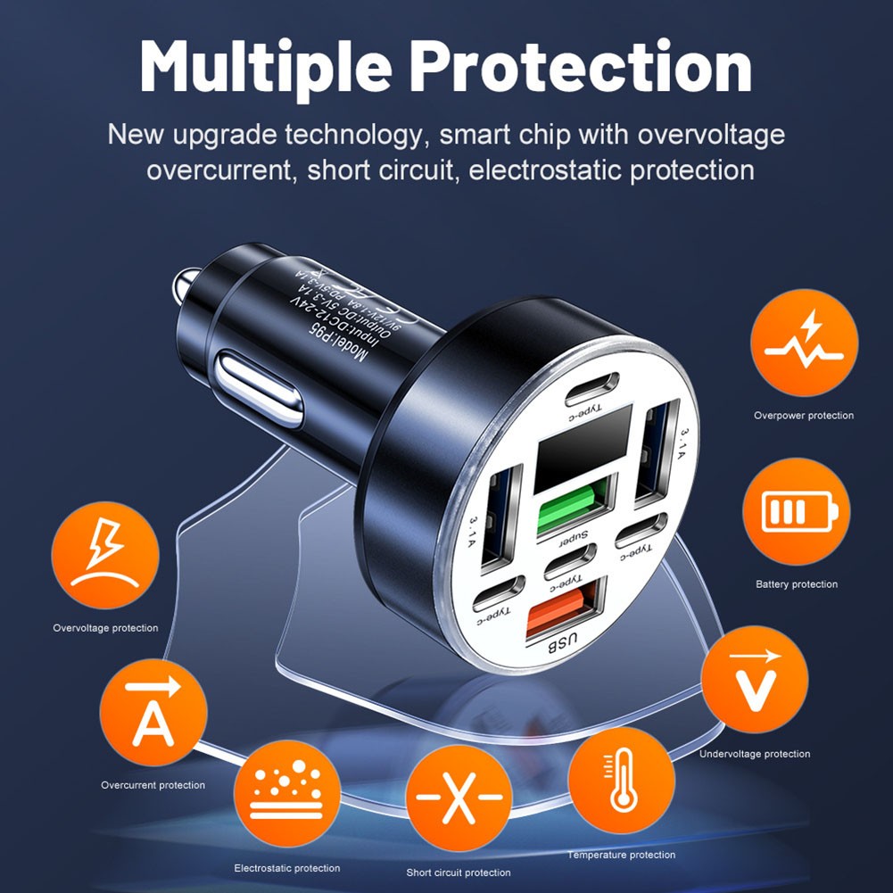 Chargeur Voiture 40W avec Affichage Num��rique de Tension et 8 Ports pour Charge - Photo 16 sur 29