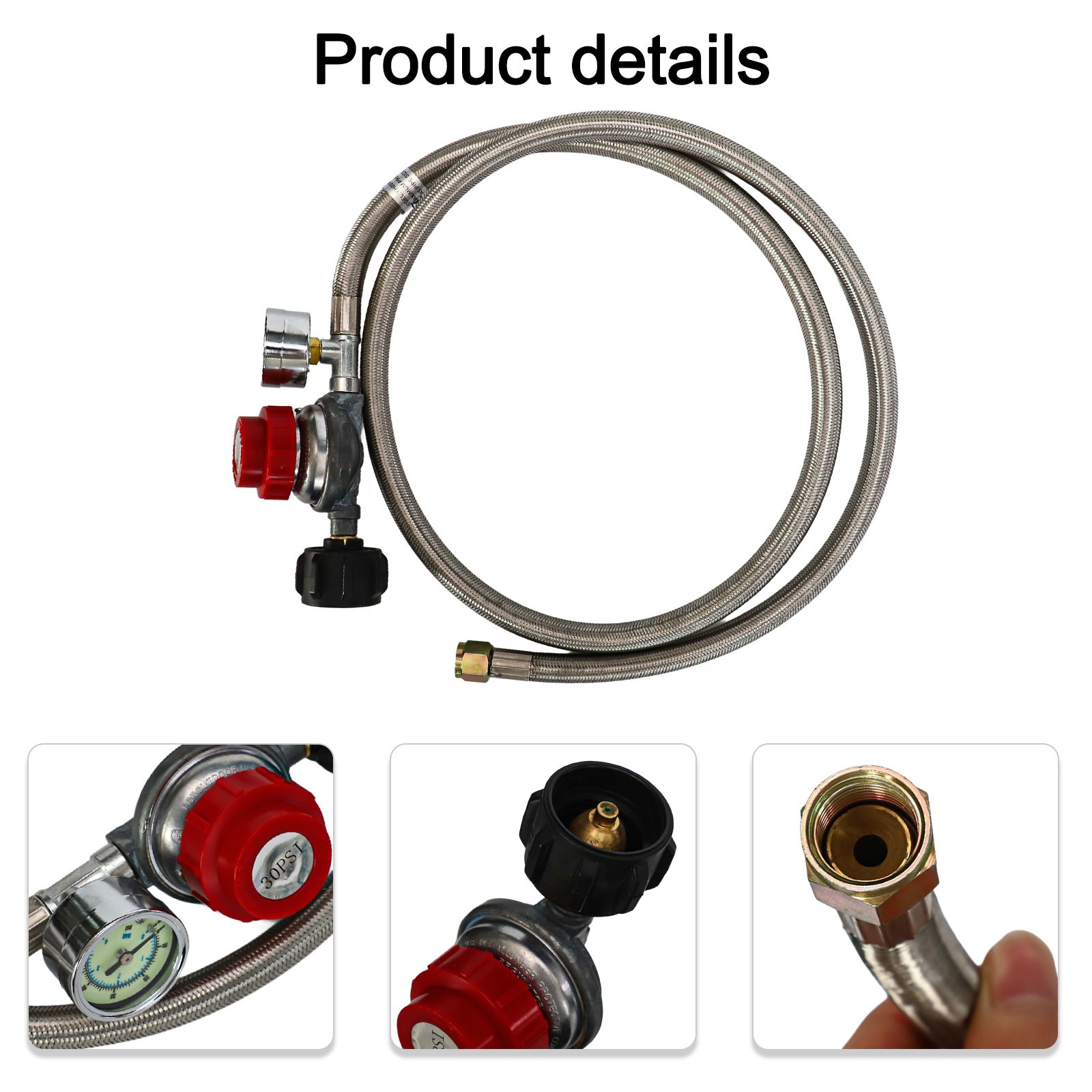 Régulateur Propane Haute Pression avec Manomètre pour Barbecue Extérieur 5FT - Photo 24/40