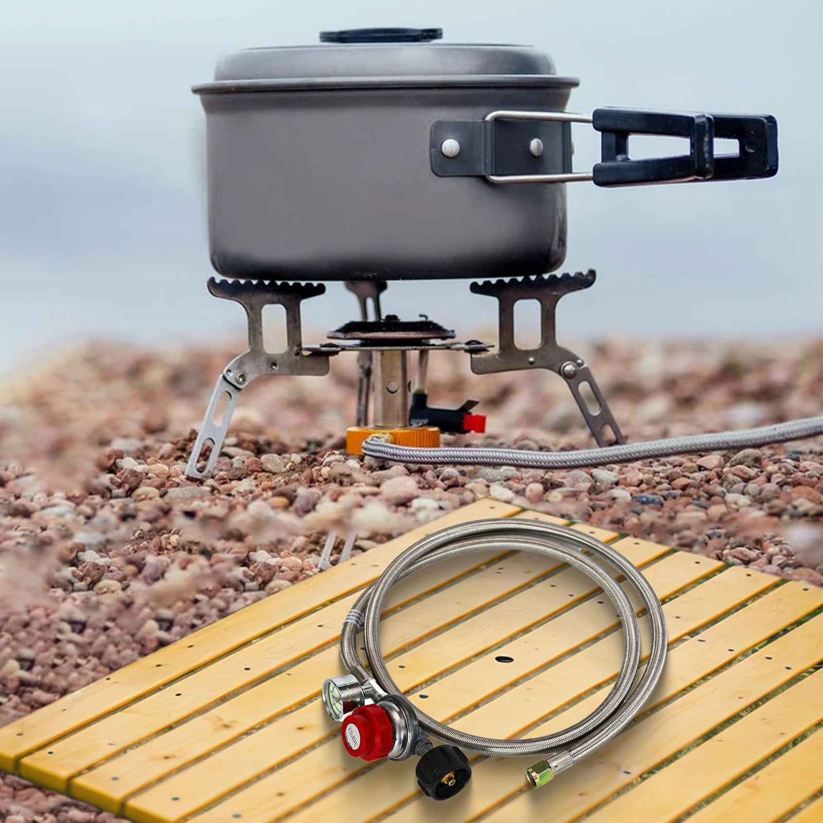 Régulateur Propane Haute Pression avec Manomètre pour Barbecue Extérieur 5FT - Photo 27/40