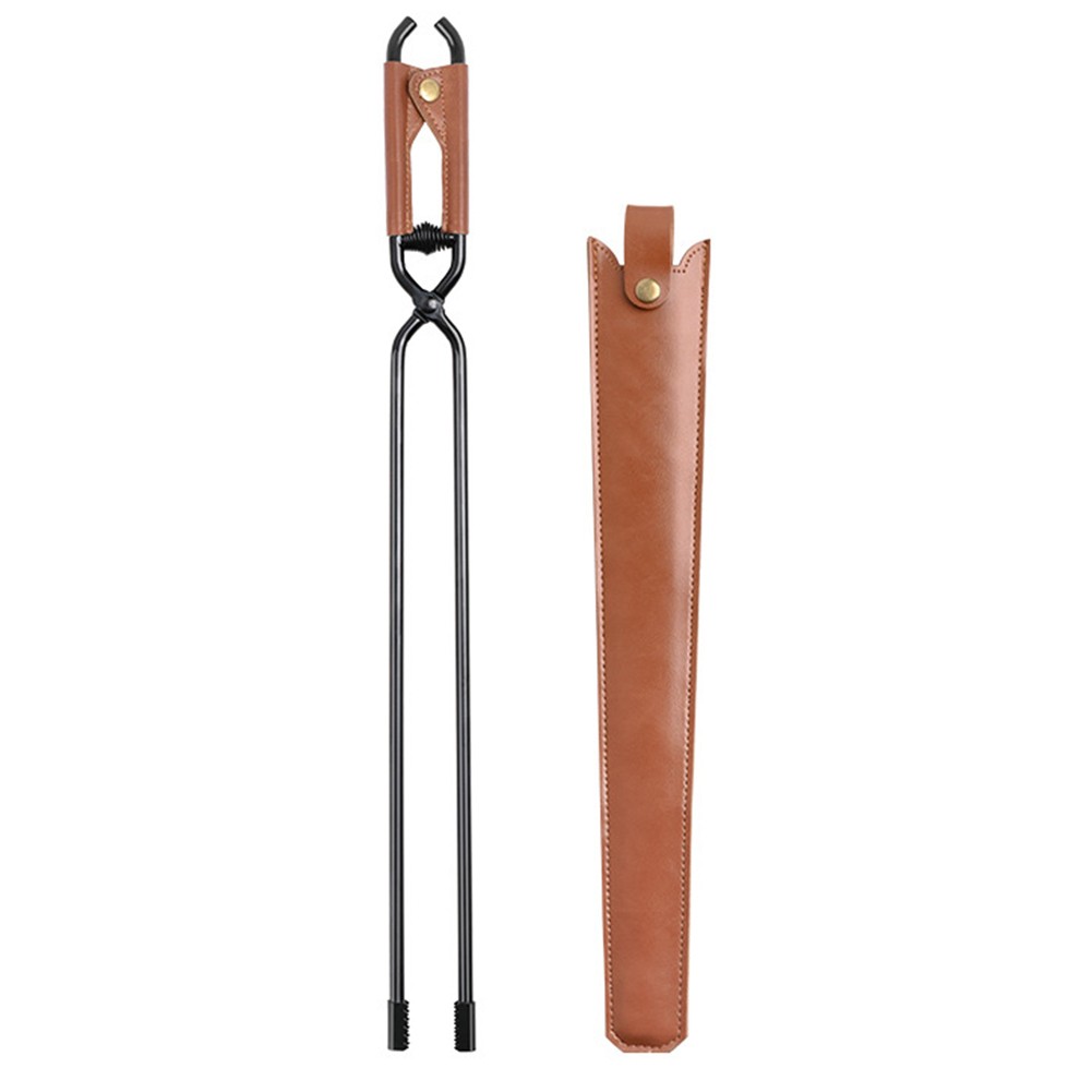 Lightweight Fire Tongs for Safe Grilling and Camping with Leather Cover