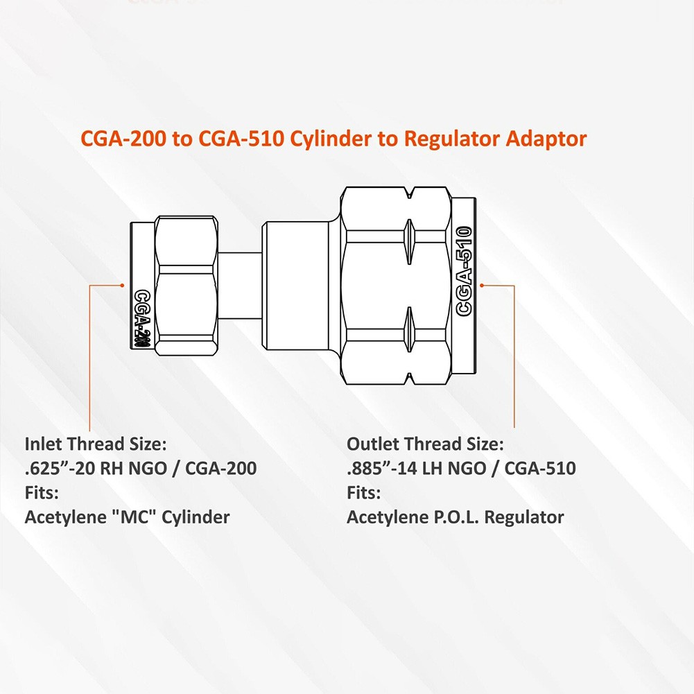 Adaptadores de acetileno de cilindro a regulador. CGA-200, CGA-300, CGA-510 y CGA-520 - Imagen 32 de 60
