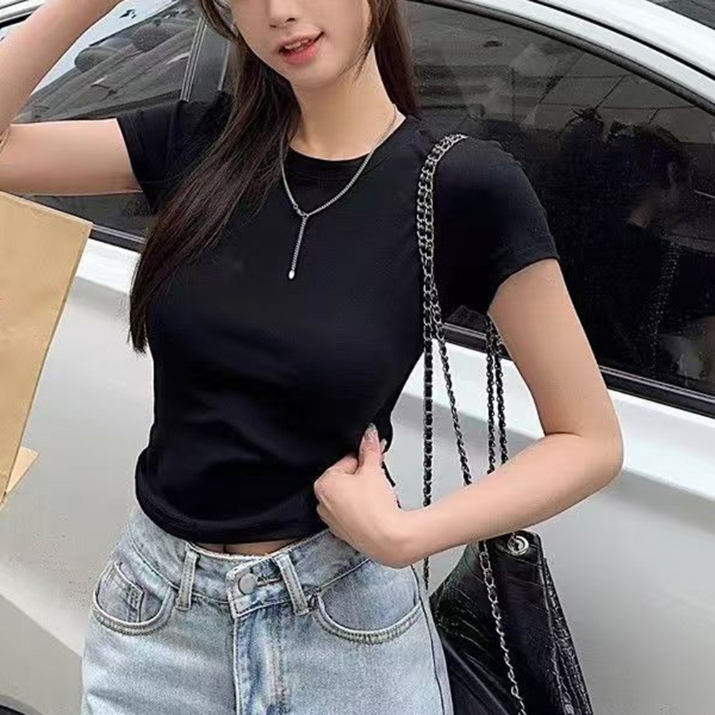 Women's Short Sleeve T Shirt Casual Slim Fit Basic Tops for Daily Wear - Picture 15 of 24