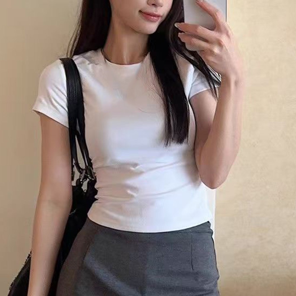 Women's Short Sleeve T Shirt Casual Slim Fit Basic Tops for Daily Wear - Picture 9 of 24