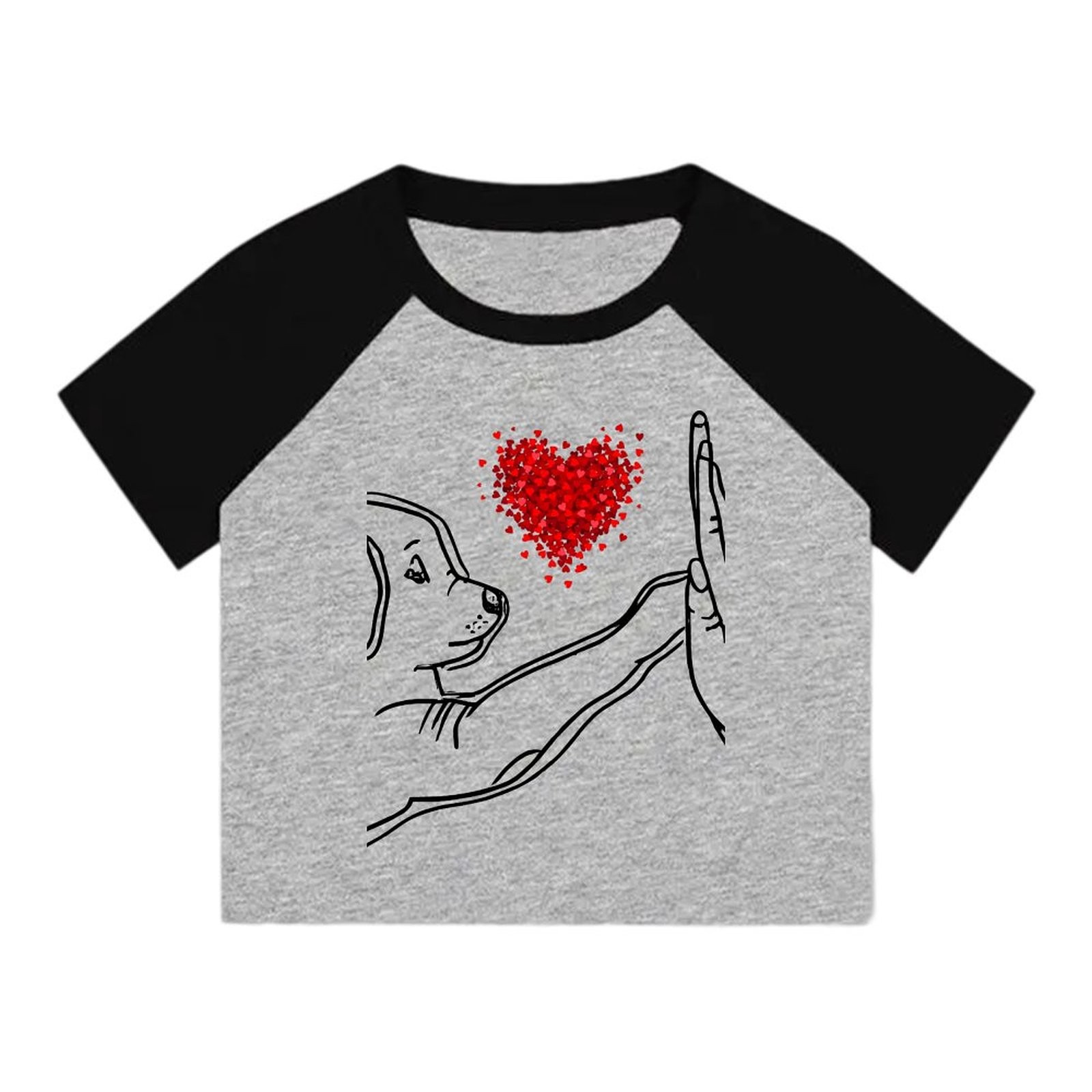 Women Summer Lovely Dog Love Print Short Sleeve T-Shirt Fashion Casual Short Top - Picture 16 of 16