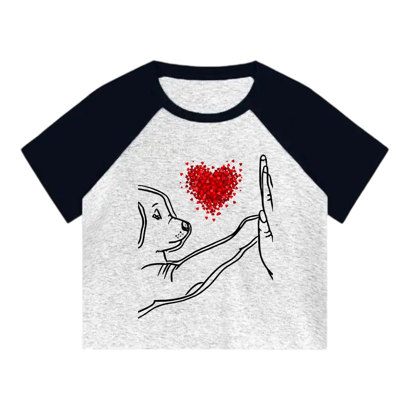 Women Summer Lovely Dog Love Print Short Sleeve T-Shirt Fashion Casual Short Top - Picture 15 of 16