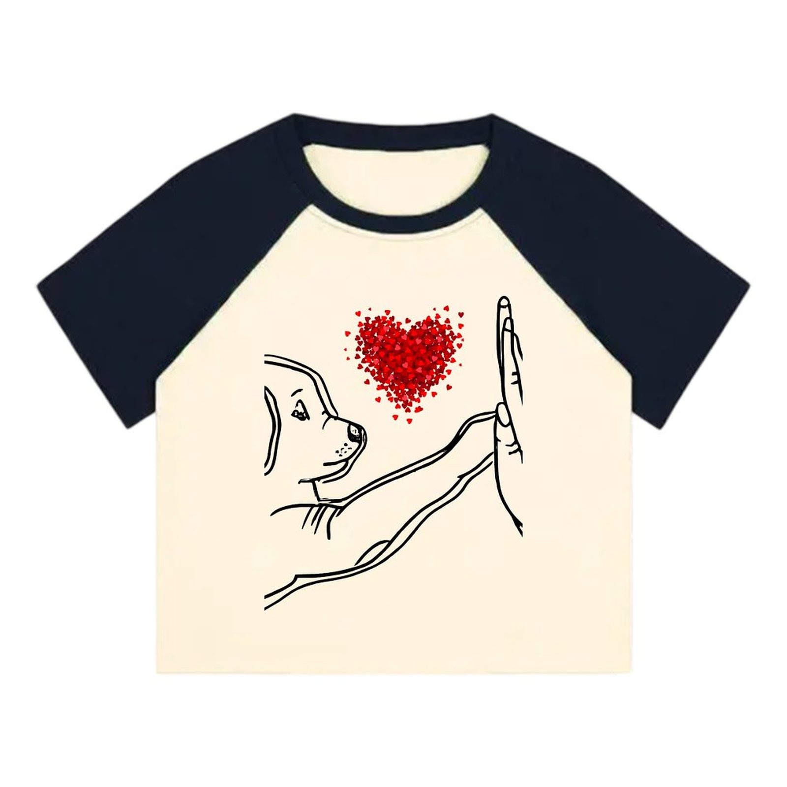 Women Summer Lovely Dog Love Print Short Sleeve T-Shirt Fashion Casual Short Top - Picture 12 of 16