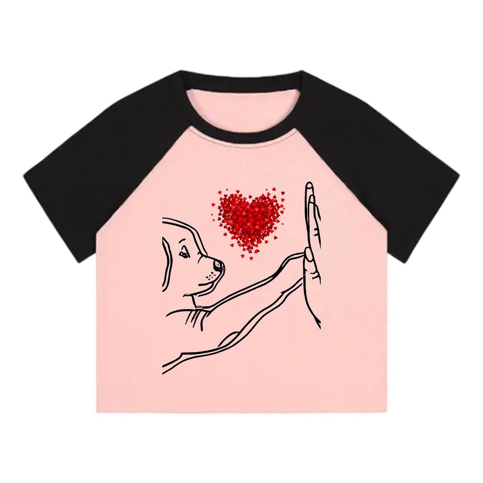 Women Summer Lovely Dog Love Print Short Sleeve T-Shirt Fashion Casual Short Top - Picture 13 of 16