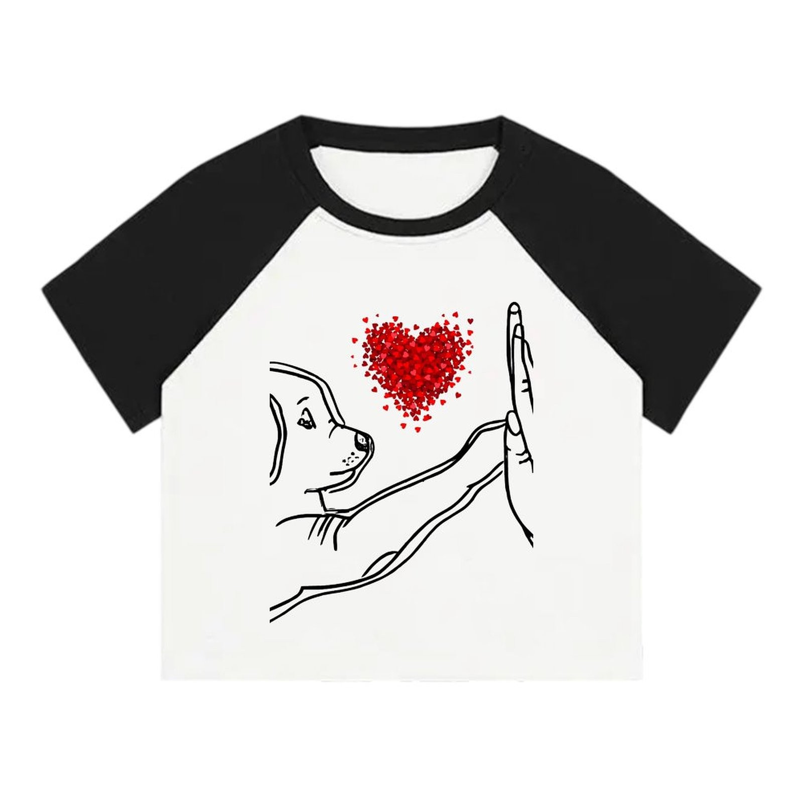 Women Summer Lovely Dog Love Print Short Sleeve T-Shirt Fashion Casual Short Top - Picture 14 of 16