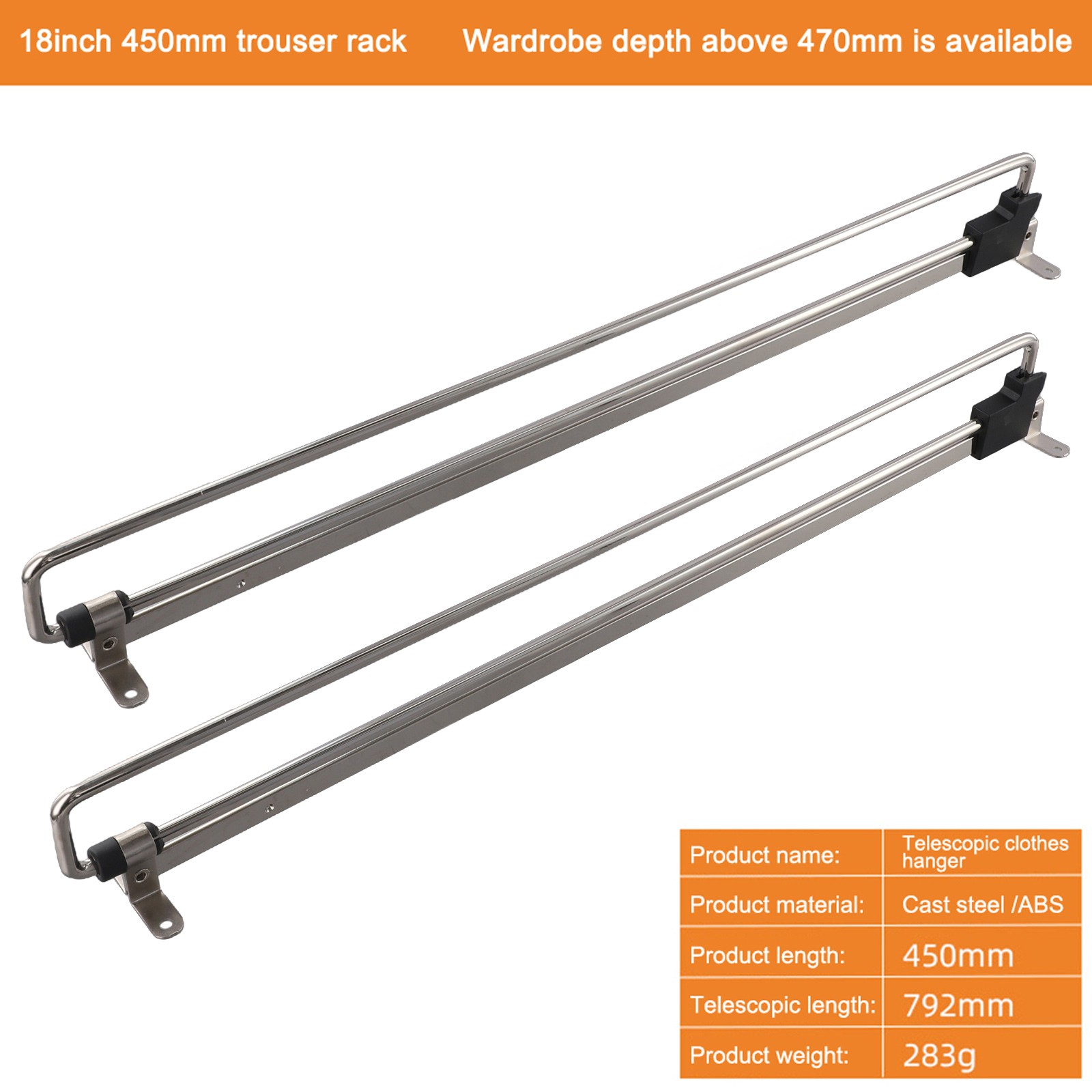 2Pcs achats Tiges à Vêtements Télescopiques Réglables pour Compact pour Placards et